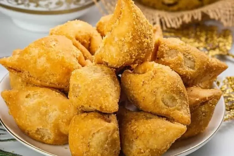 Veg Samosas - crispy golden potato and pea samosas at Lovely Sweets Calgary